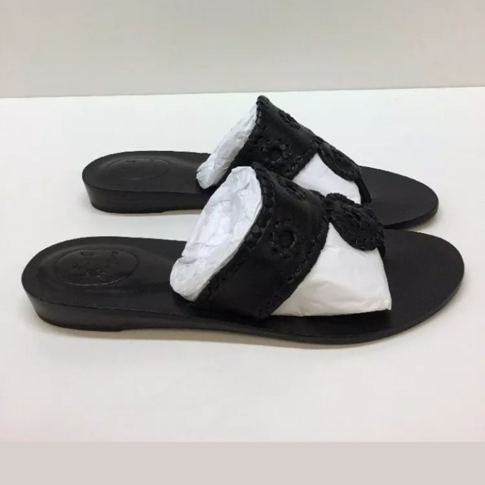 New Jack Rogers Black Leather Capri Sandals 8M